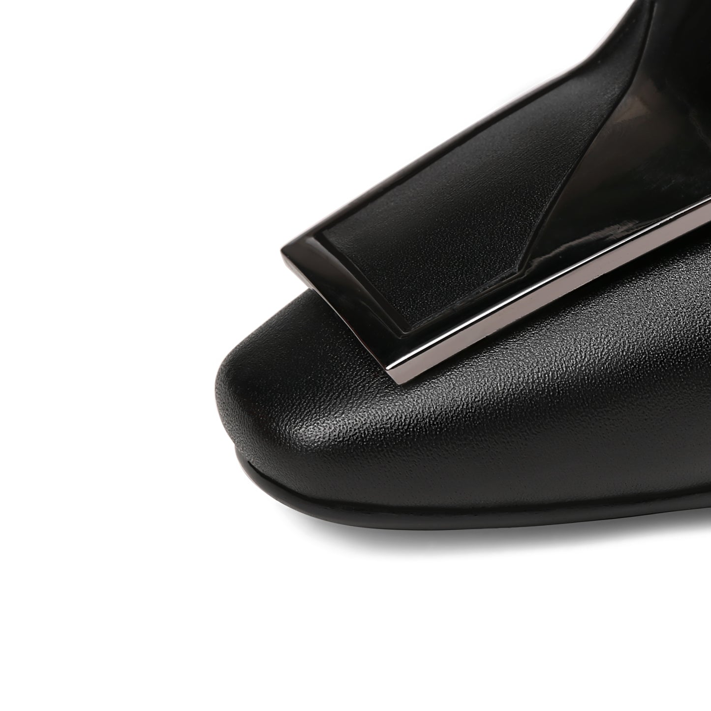 Nine Seven Women's Genuine Leather Square Toe Handmade Buckle Décor Casual Flat Shoes