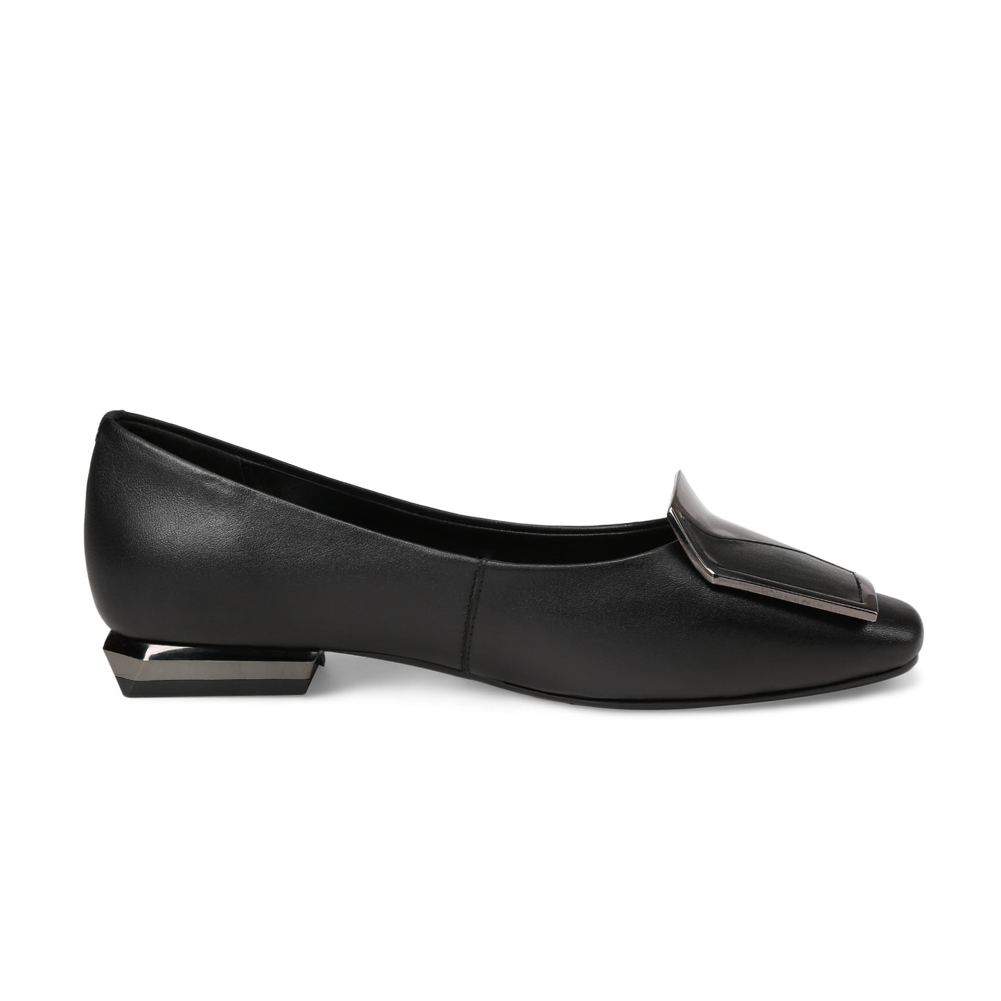 Nine Seven Women's Genuine Leather Square Toe Handmade Buckle Décor Casual Flat Shoes