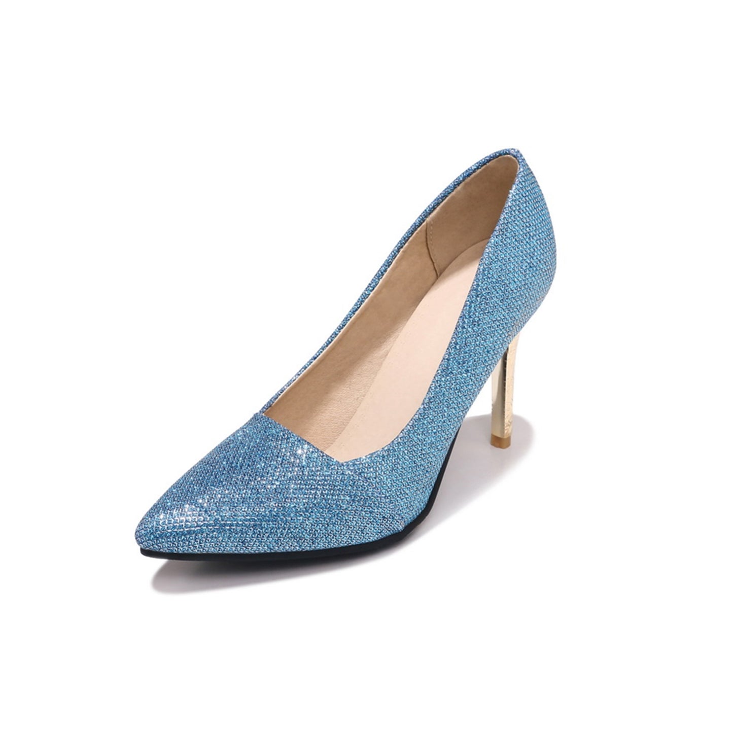 Nine Seven Women's Handmade Pointed Toe Glitter Stiletto Heel Weeding Pumps Shoes