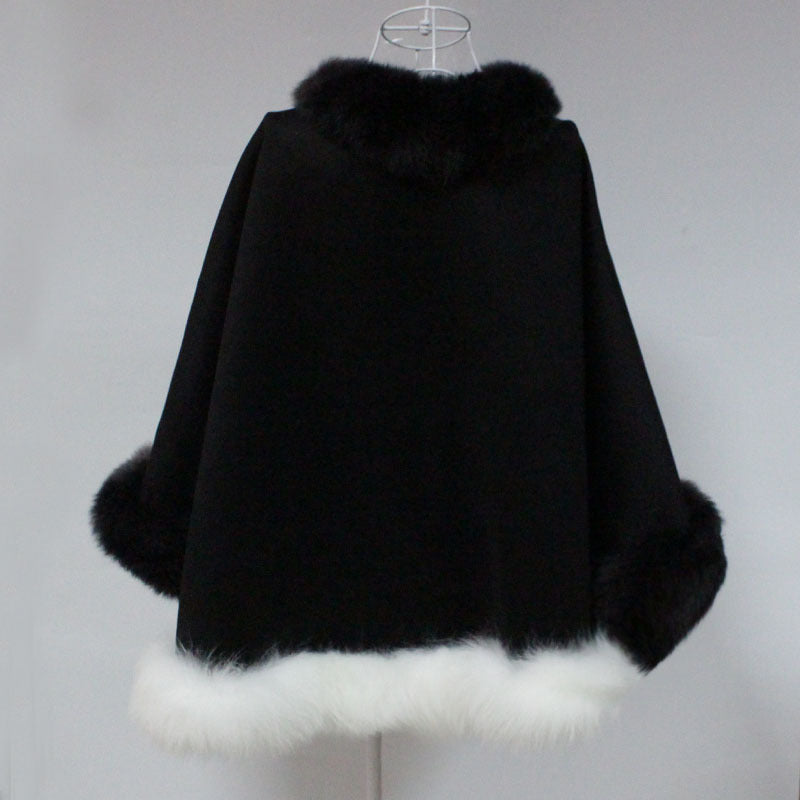 Nine Seven Fox Fur Warm Cloak Coat Women's Cape Coat Shawl Customization