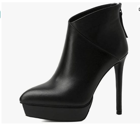 Nine Seven Women's  Pointed Toe Platform  Back Zip Stiletto High Heel Stylish Ankle Boots