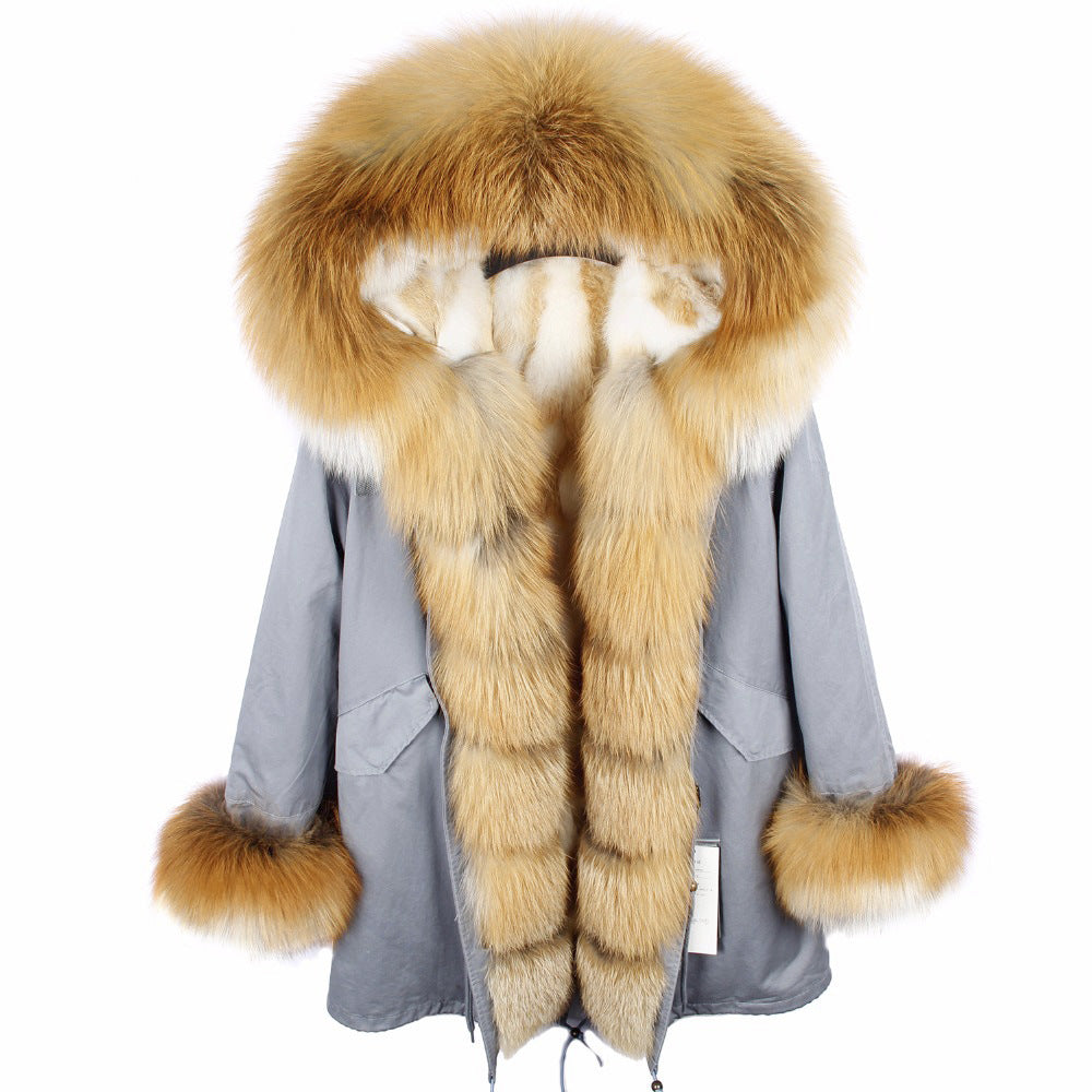 Nine Seven Rabbit Fur Women's Overcoat Winter Parka Coats Customization