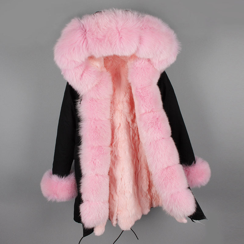 Nine Seven Rabbit Fur Women's Overcoat Winter Parka Coats Customization
