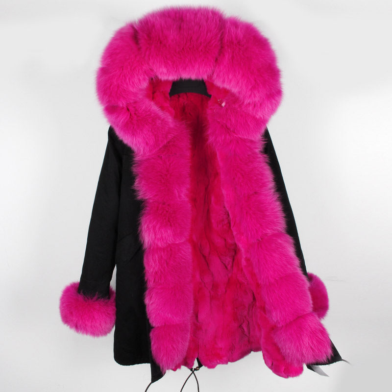 Nine Seven Rabbit Fur Women's Overcoat Winter Parka Coats Customization