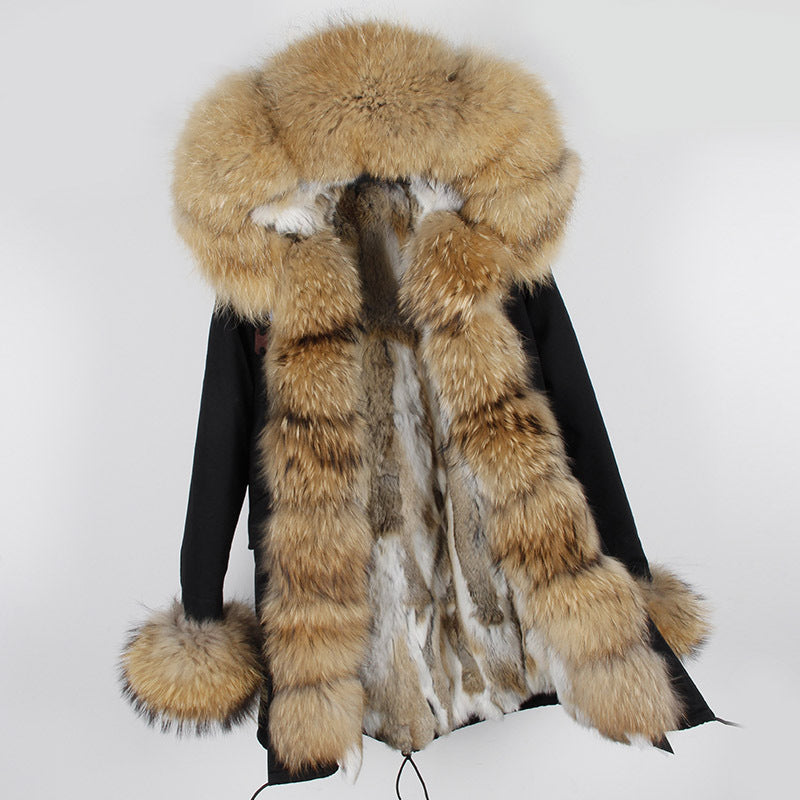 Nine Seven Rabbit Fur Women's Overcoat Winter Parka Coats Customization