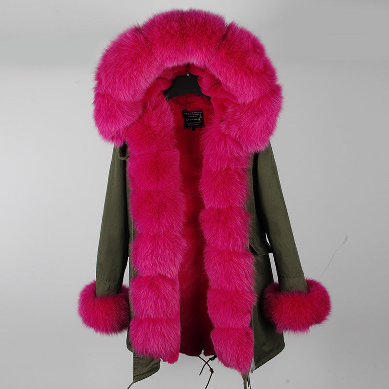 Nine Seven Rabbit Fur Women's Overcoat Winter Parka Coats Customization