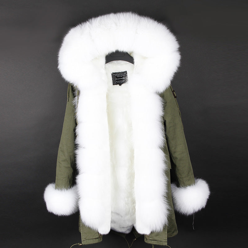 Nine Seven Rabbit Fur Women's Overcoat Winter Parka Coats Customization
