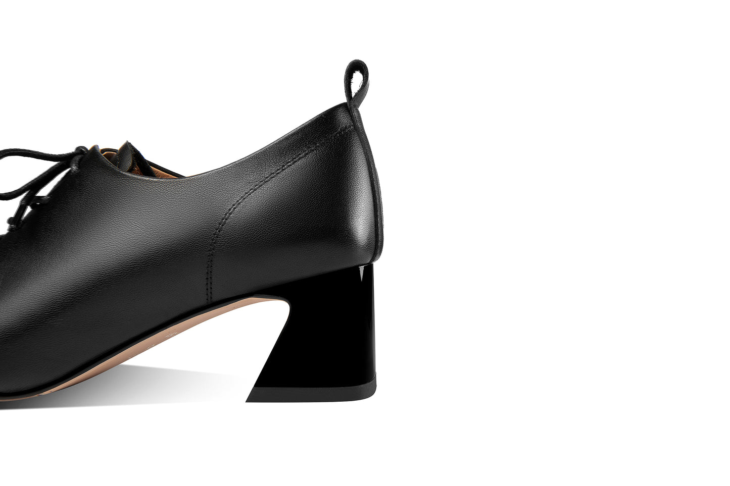 Nine Seven Handmade Women's Genuine Leather Textured Square Toe Front Lace Up Low Chunky Heel Oxford Pumps