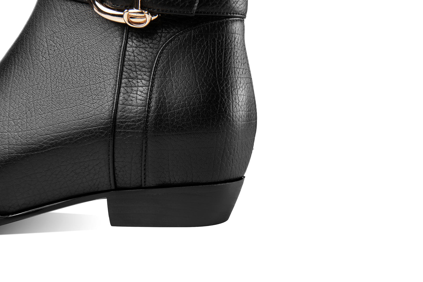 Nine Seven Women's Pointed Toe Genuine Leather Handmade Buckle Side Zip Up Ankle Boots with Inner Height