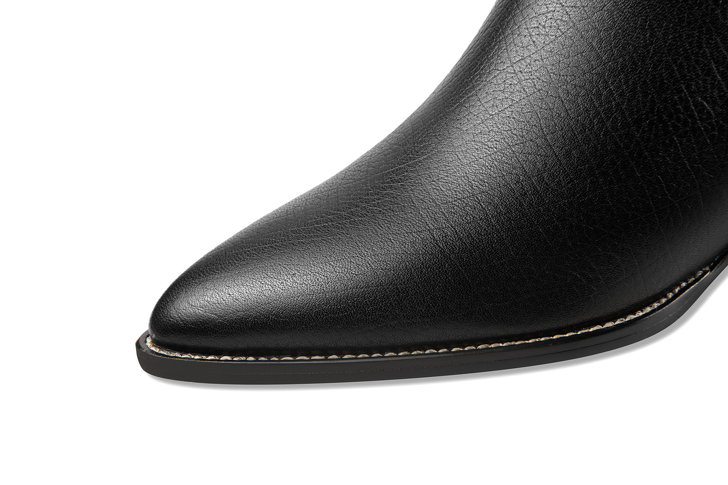 Nine Seven Women's Pointed Toe Genuine Leather Handmade Buckle Side Zip Up Ankle Boots with Inner Height