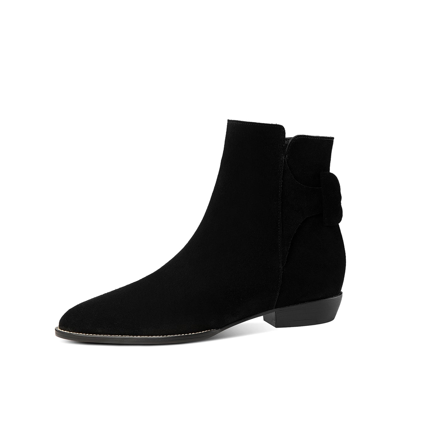 Nine Seven Women's Pointed Toe Suede Leather Handmade Inner Heels Side Zip Up Casual Ankle Boots