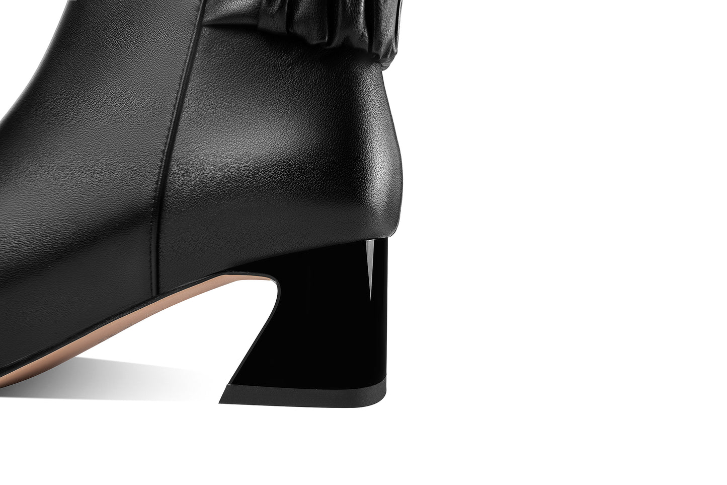 Nine Seven Women's Square Toe Genuine Leather Low Chunky Heels Handmade Side Zipper Modern Ankle Boots