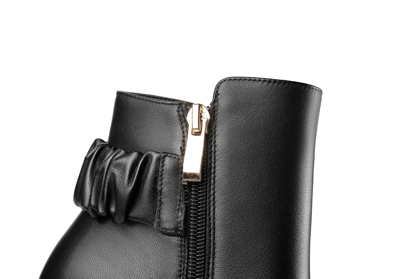 Nine Seven Women's Square Toe Genuine Leather Low Chunky Heels Handmade Side Zipper Modern Ankle Boots