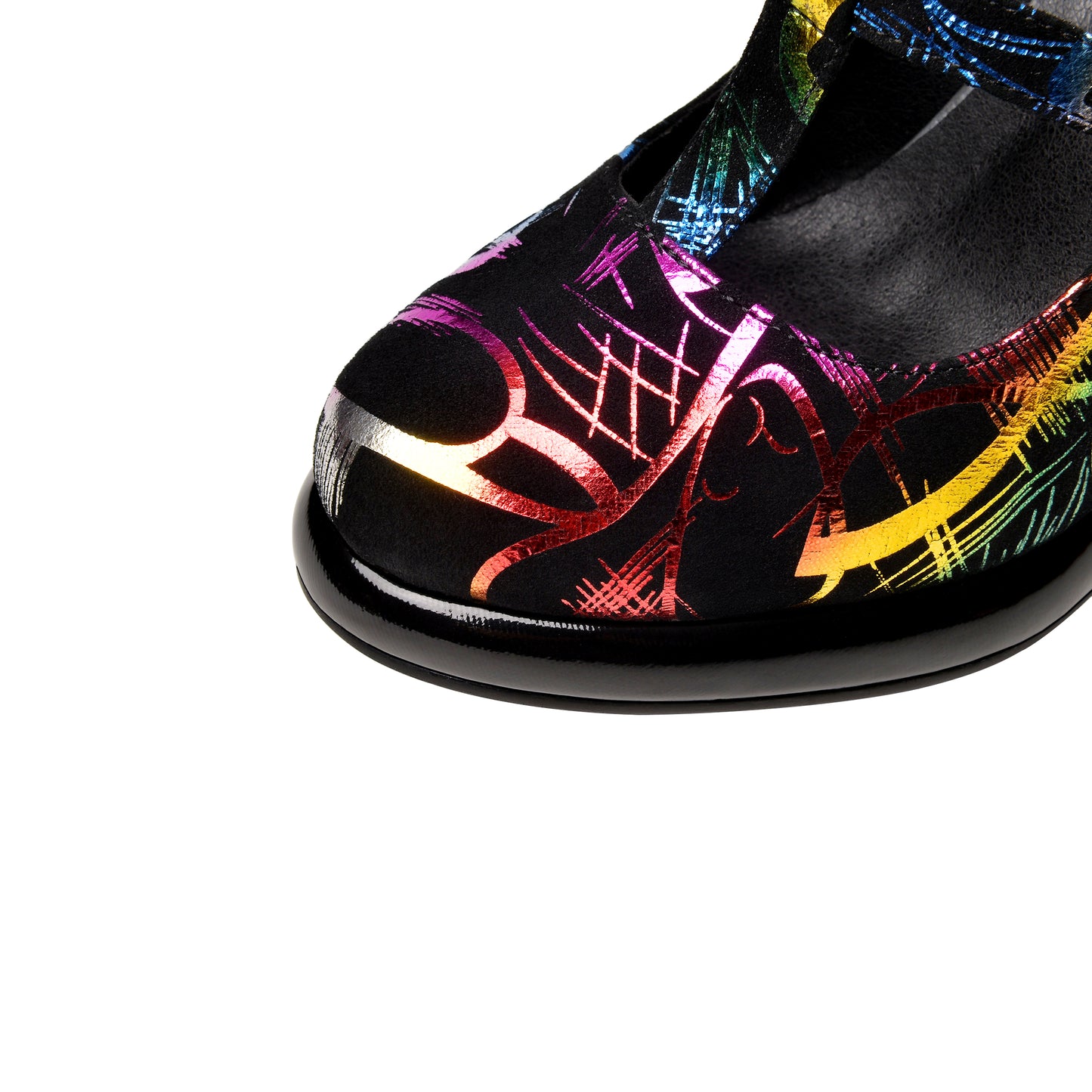 Nine Seven Women's Round Toe Printing Suede Leather Handmade Platfrom Stylish High Heel Pump Shoes