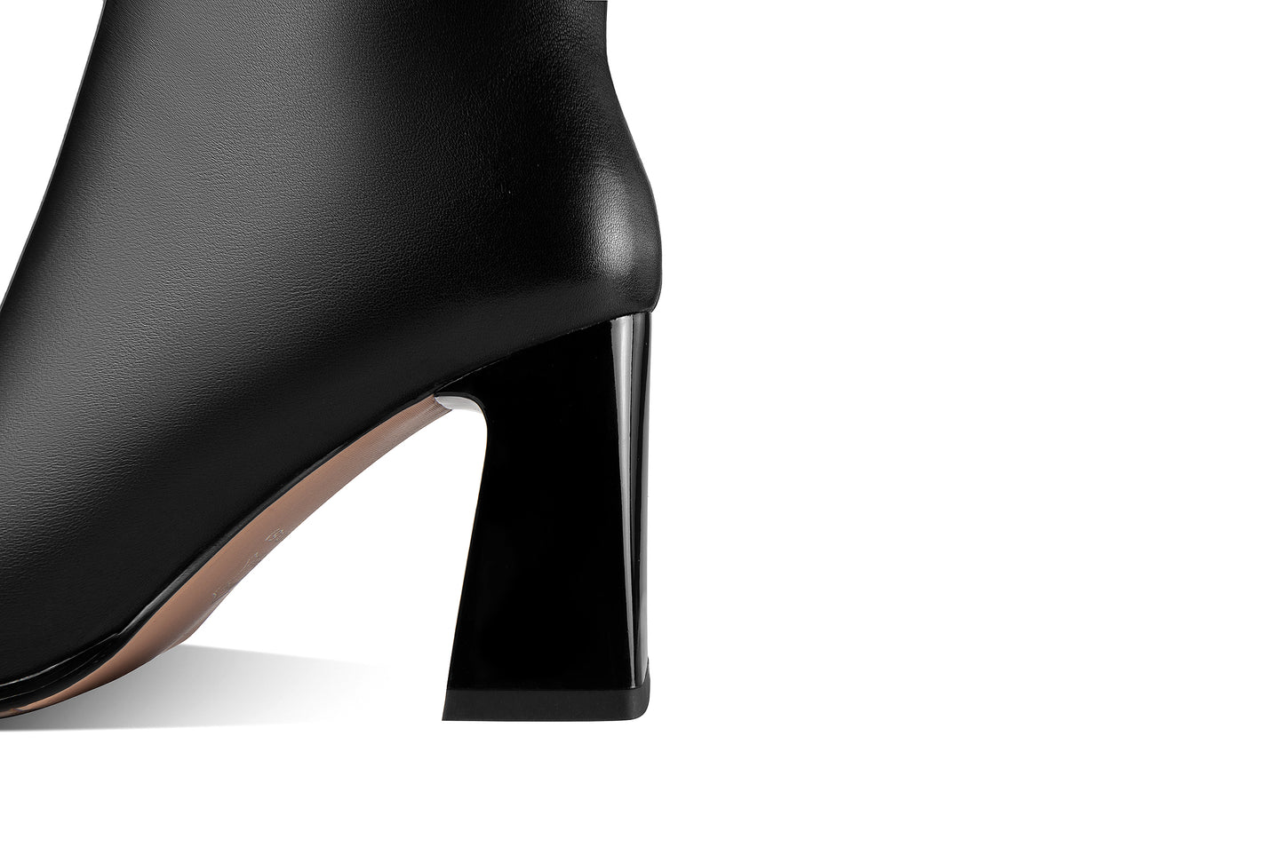 Nine Seven Women's Square Toe Genuine Leather Handmade Matal Buckle High Chunky Heel Side Zip Up Chic Ankle Boots