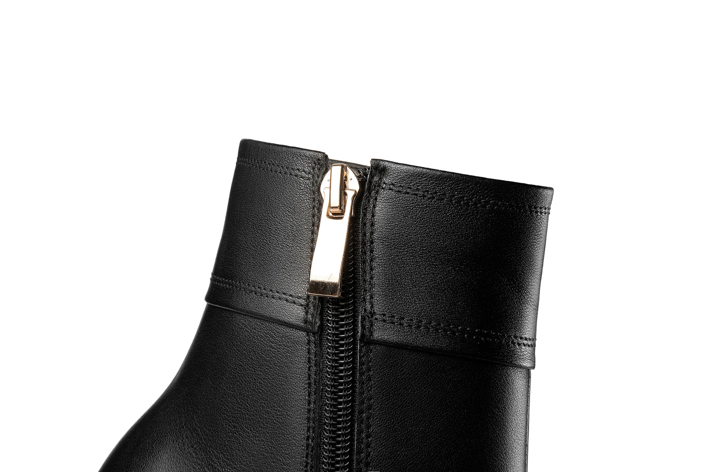 Nine Seven Women's Square Toe Genuine Leather Handmade Matal Buckle High Chunky Heel Side Zip Up Chic Ankle Boots