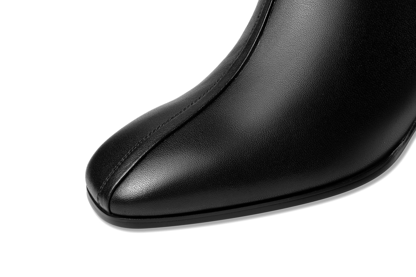 Nine Seven Handmade Women's Genuine Leather Back Zipper Square Toe Low Chunky Heel Ankle Boots