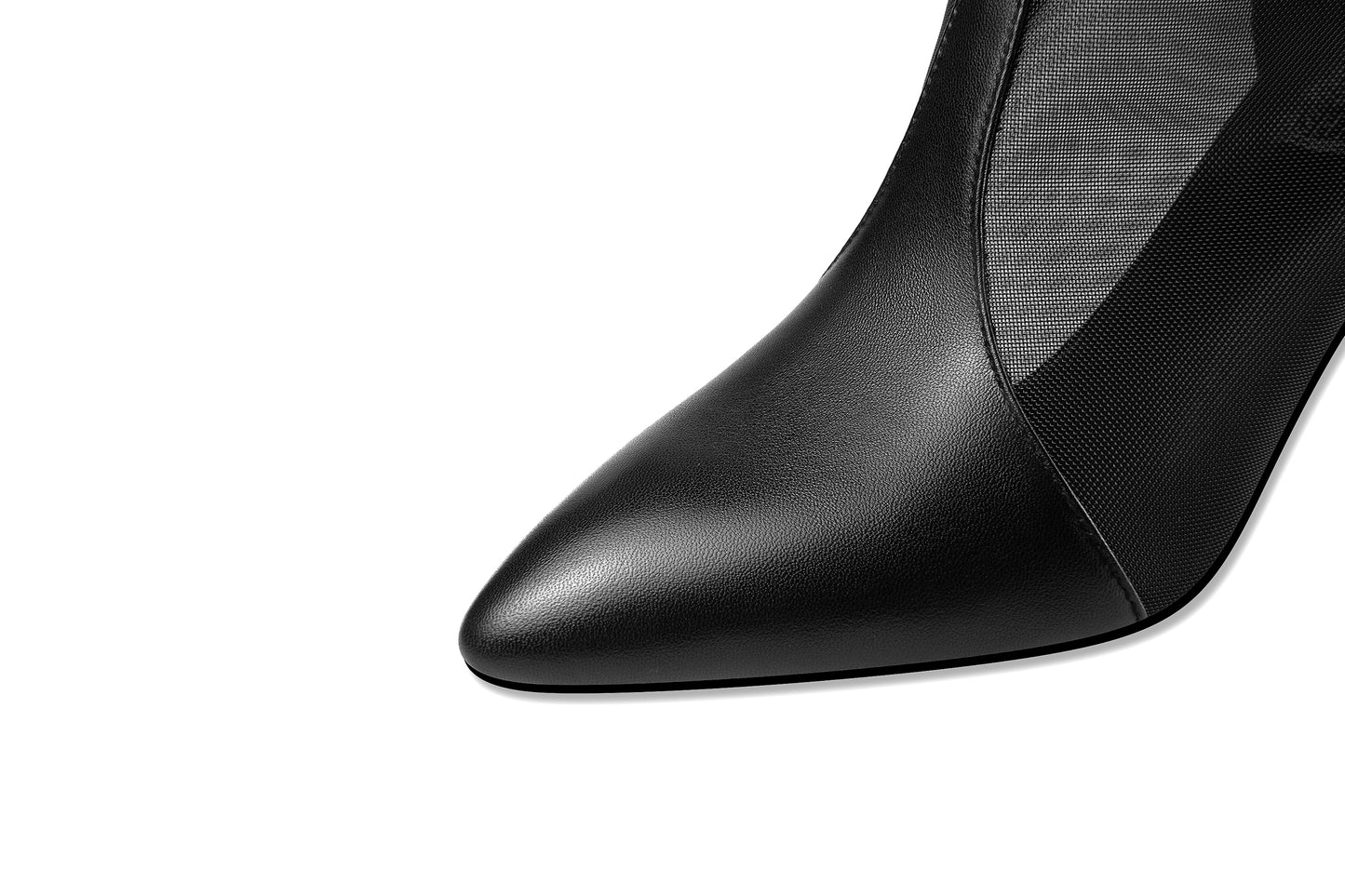 Nine Seven Women's Handmade Genuine Leather and Mesh Zip Up Spool Heel Summer Ankle Boots with Green Crystal