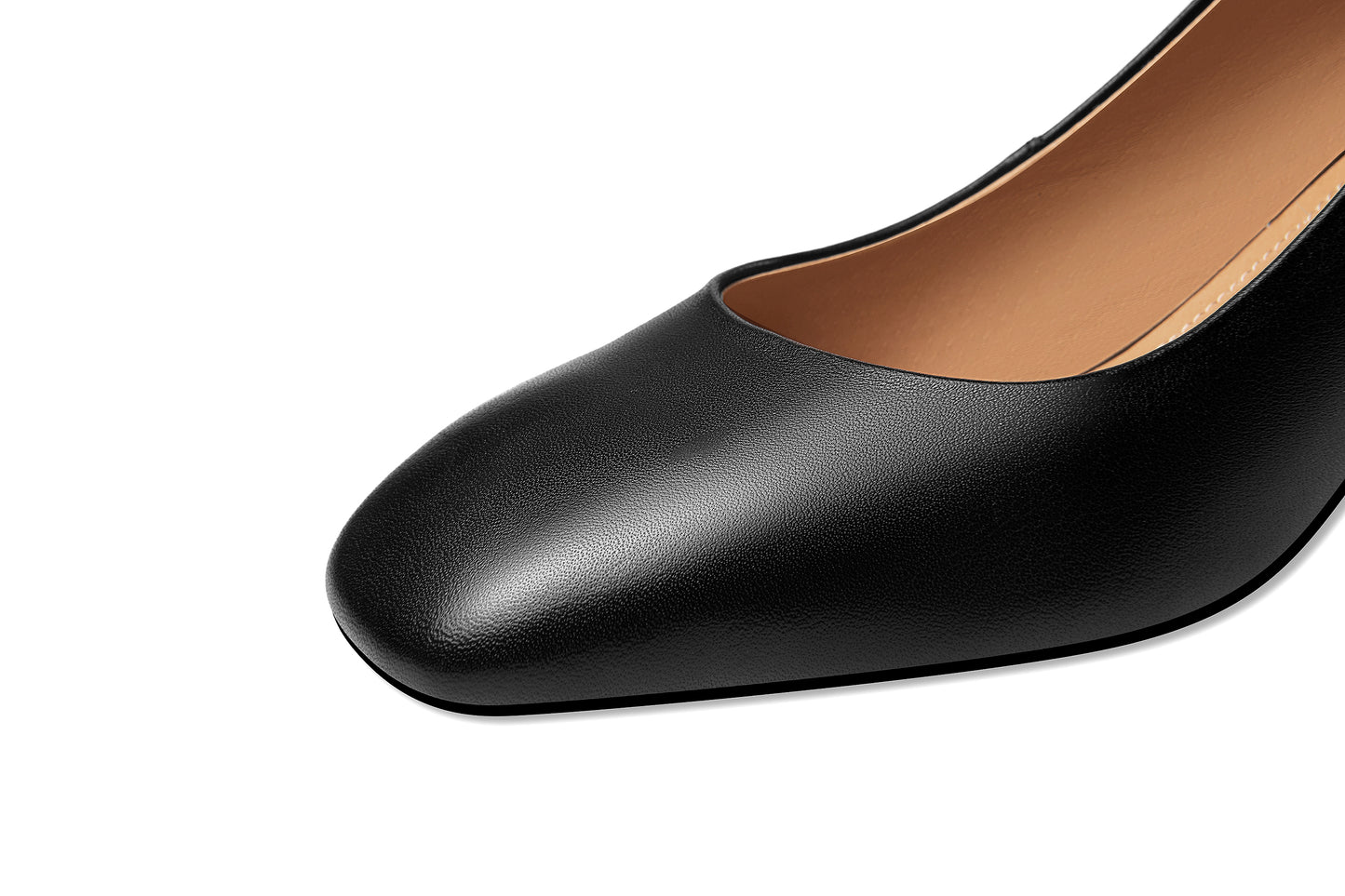 Nine Seven Women's Genuine Leather Square Toe Handmade Low Chunky Heel Casual Pumps Shoes