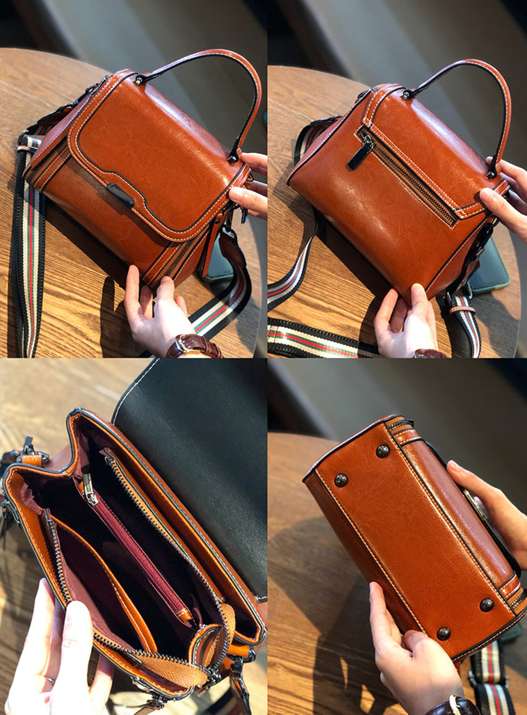 Nine Seven Handbag Genuine Leather Handmade Tote for Women Soft Adjustable Strap Crossbody Bag