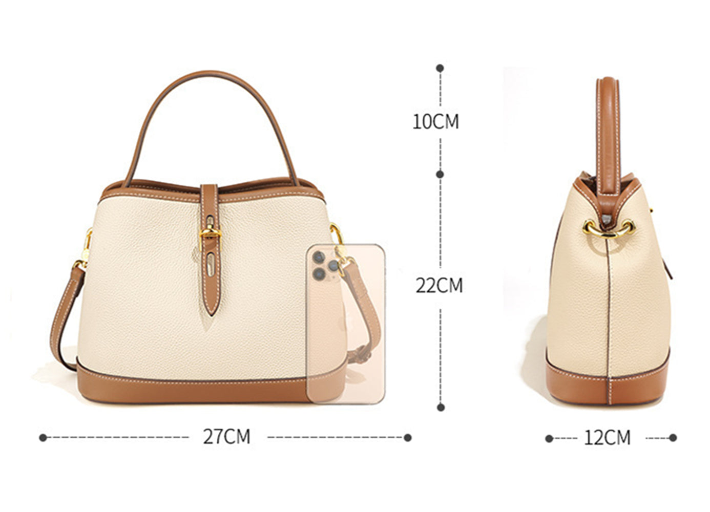 Nine Seven Assorted Color Handbag Genuine Leather Women's Handmade Tote Crossbody Shoulder Bag with Inside Subbag