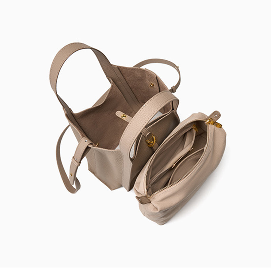 Nine Seven Genuine Leather Handmade Tote Handbag for Women Large Capacity Crossbody Bags with Inside Subbag