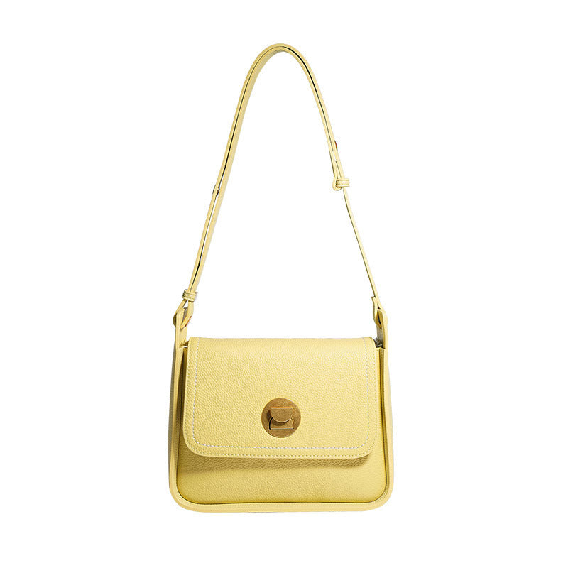 Nine Seven Women's Genuine Leather Handmade Shoulder Bags Solid Color Yellow Blue Bag