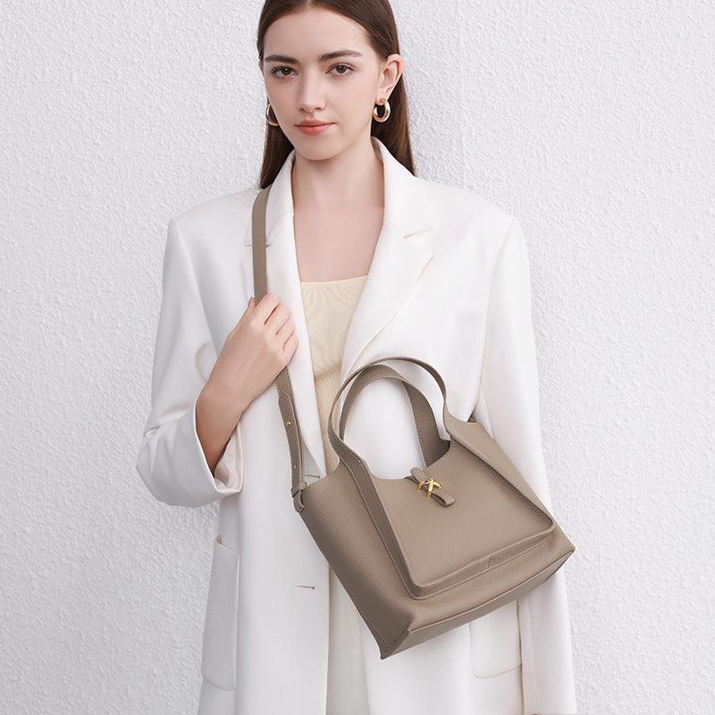 Nine Seven Genuine Leather Handmade Tote Handbag for Women Large Capacity Crossbody Bags with Inside Subbag