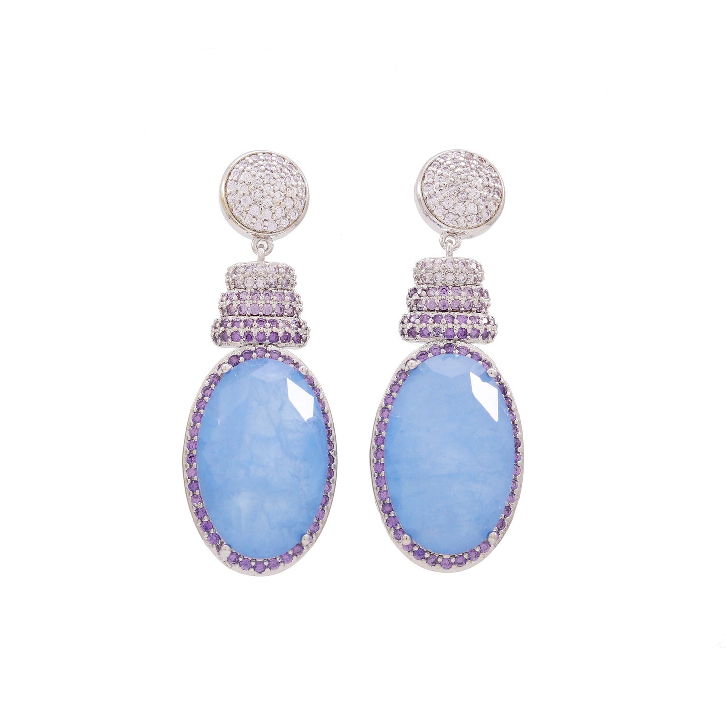 Purple Blue Crystal Gem Earrings for Women Plated Bright Pendant Earrings Jewelry for Gifts