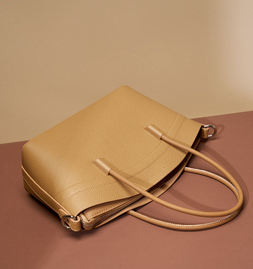 Nine Seven Handbag Genuine Leather Handmade Tote for Women Zip Up Inside Subbag Crossbody Bags with Adjustable Strap