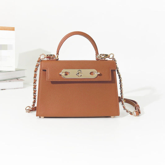 Nine Seven Handbag Genuine Leather Handmade Tote for Women Solid Color Small Shoulder Crossbody Bags