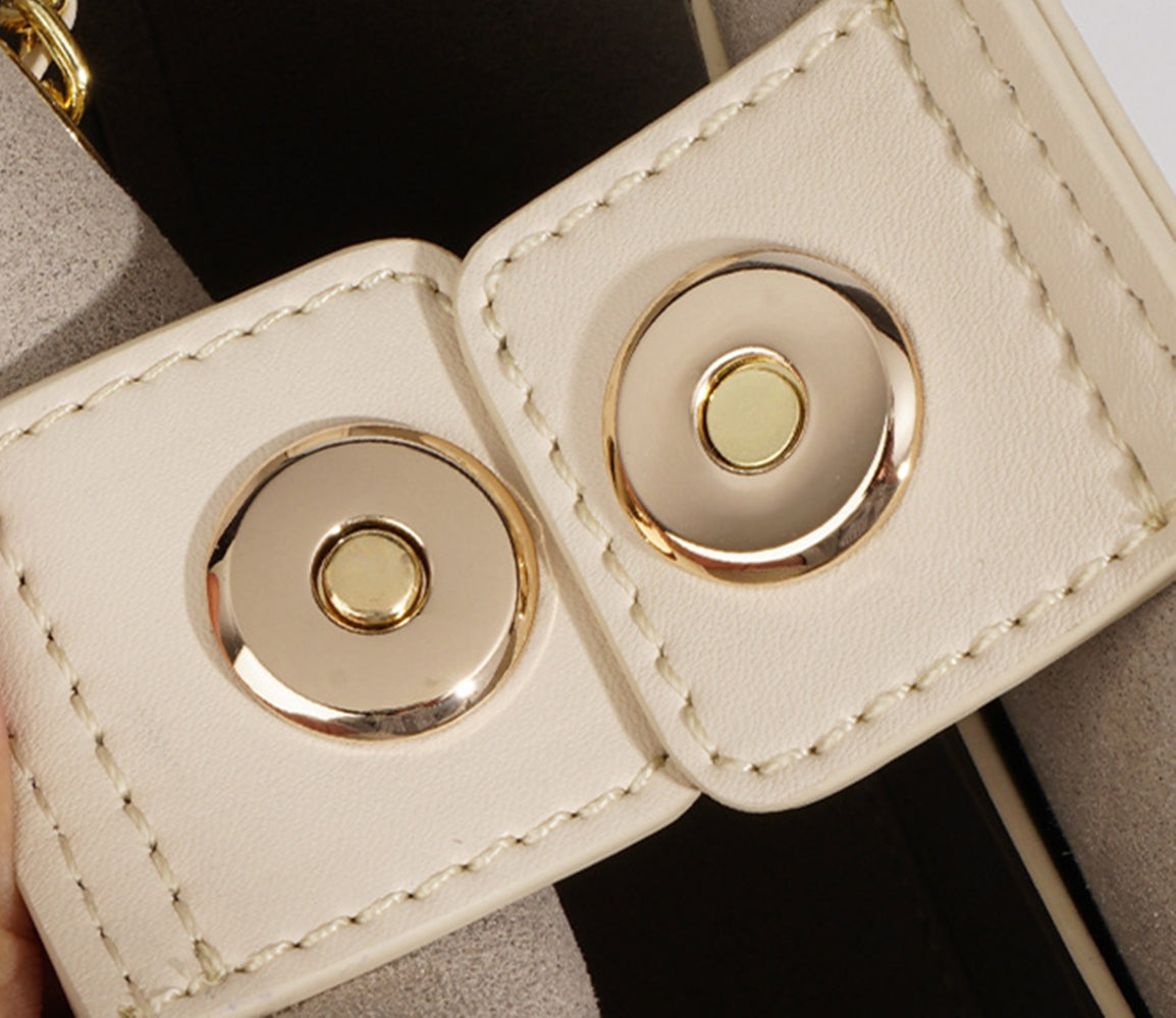 Nine Seven Genuine Leather Women's Handmade Mini Bucket Crossbody Shoulder Bag with Mental Ball Decor