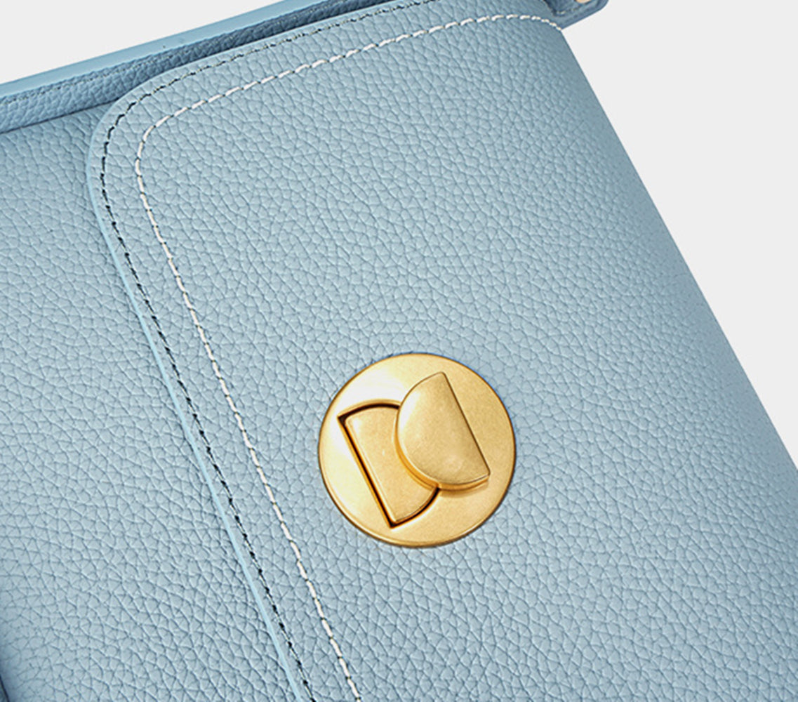 Nine Seven Women's Genuine Leather Handmade Shoulder Bags Solid Color Yellow Blue Bag