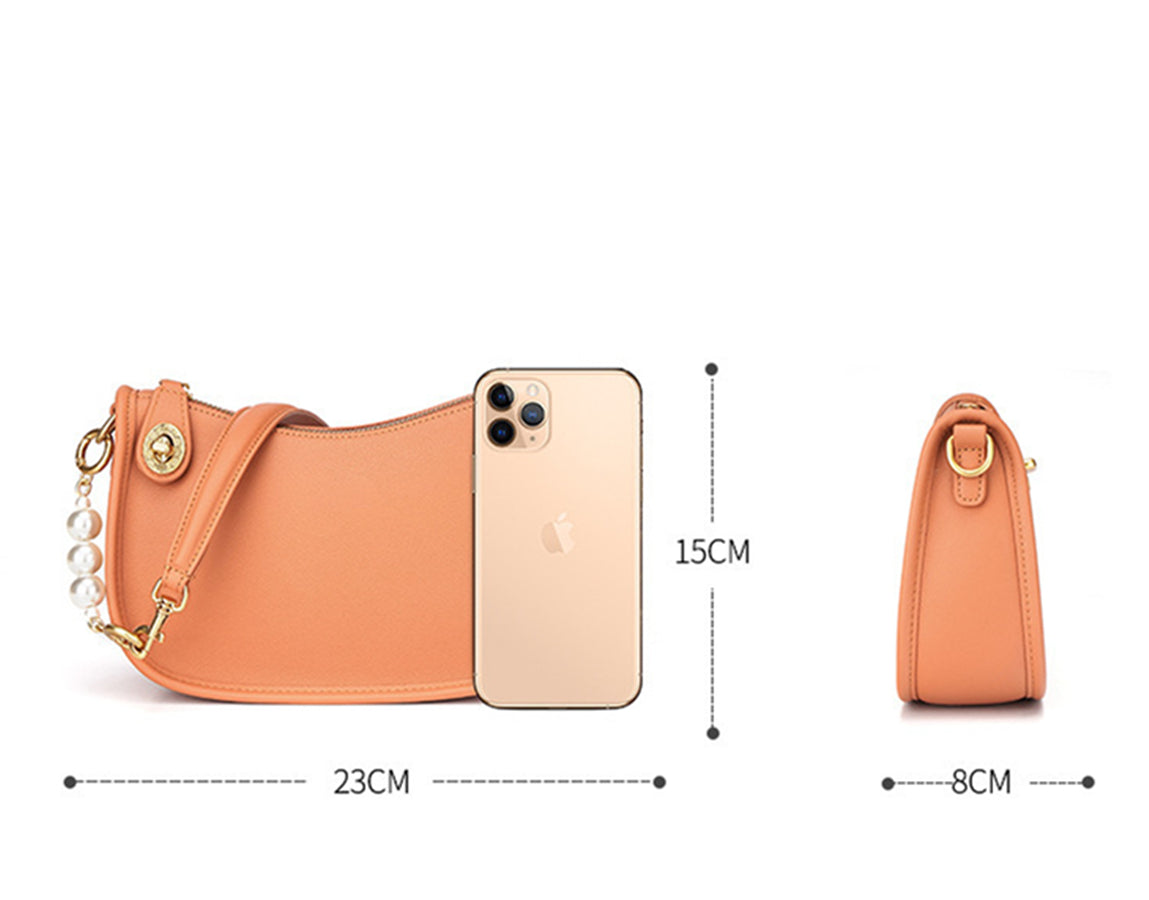 Nine Seven Genuine Leather Women's Handmade Pearls Design Zip Up Shoulder Bags Crossbody Purse