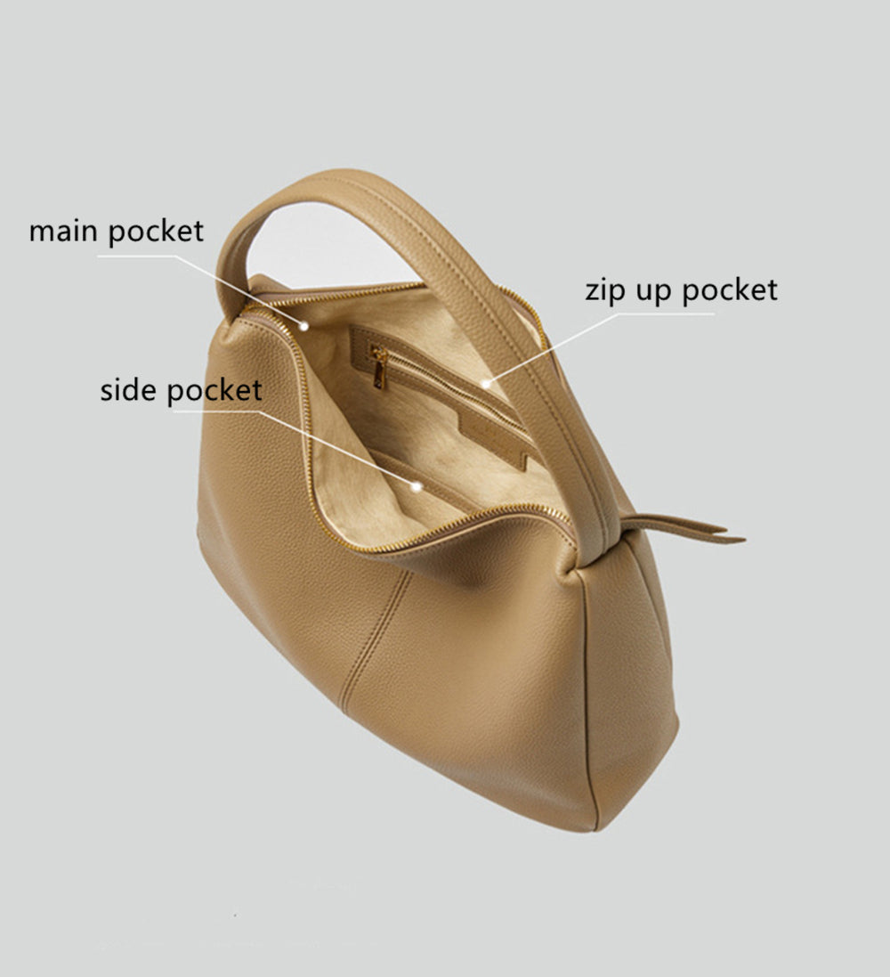 Nine Seven Genuine Leather Shoulder Bags Handbag Handmade Zip Up Tote for Women