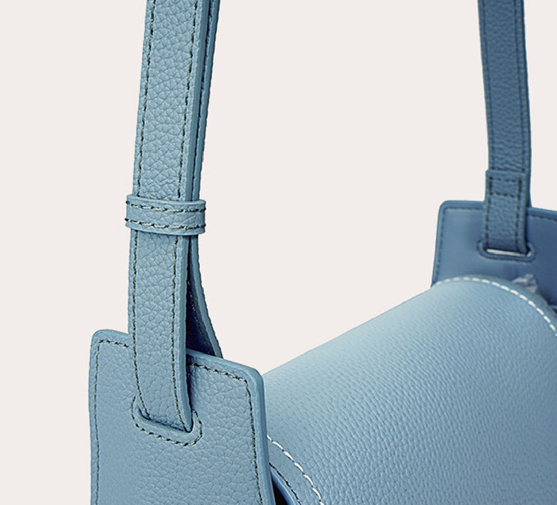 Nine Seven Women's Genuine Leather Handmade Shoulder Bags Solid Color Yellow Blue Bag