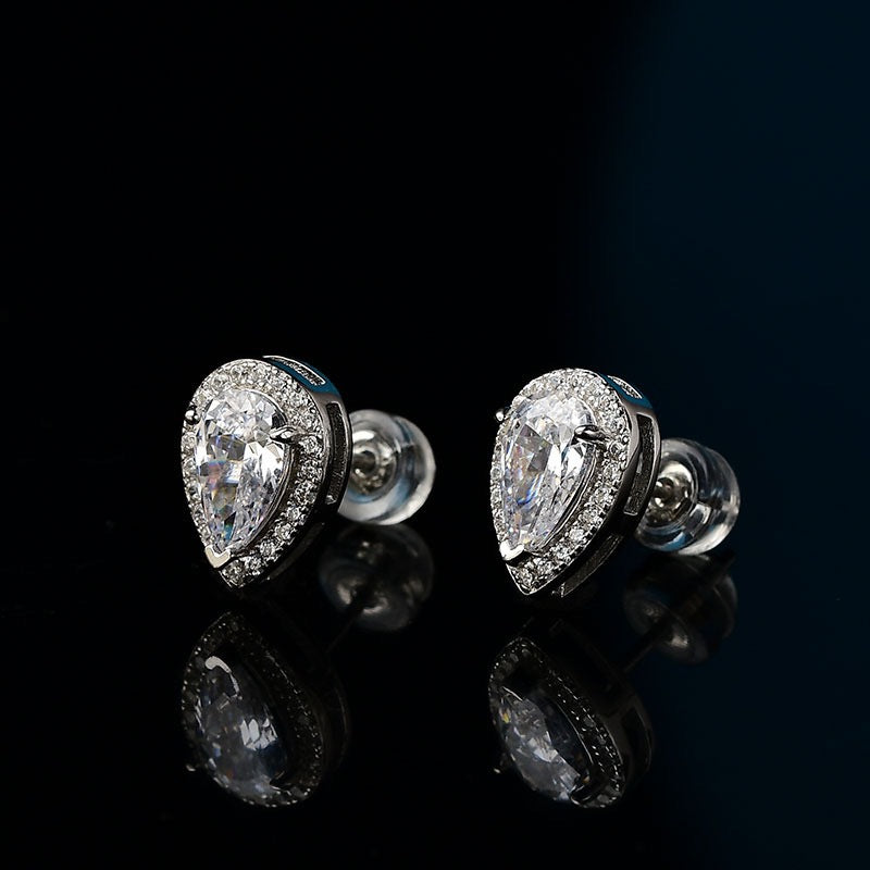 925 Sterling Silver Moissanite Glitter Earrings for Women Drop Water Shapped Earrings Jewelry