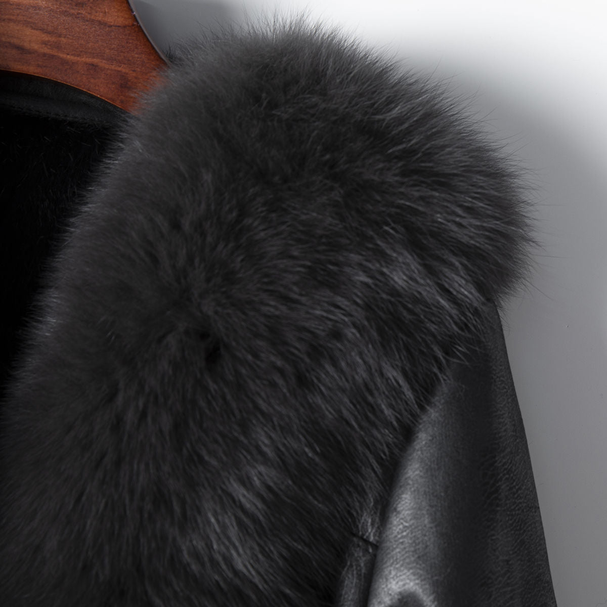 Nine Seven Fox Fur Collar Genuine Leather Rabbit Fur Women's Belt Overcoat Winter Long Coat Customization