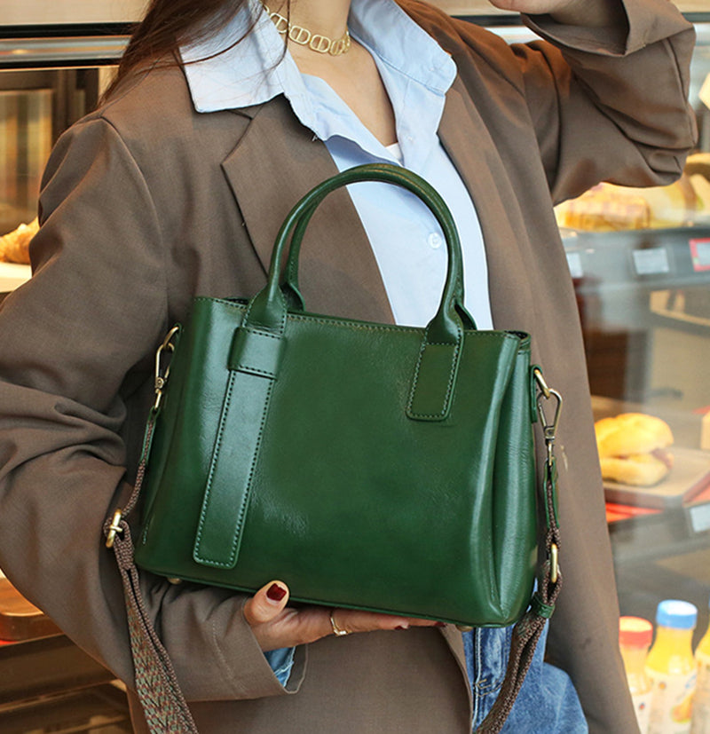 Nine Seven Handbag Women's Genuine Leather Handmade Tote Removable Adjustable Strap Crossbody Shoulder Bags