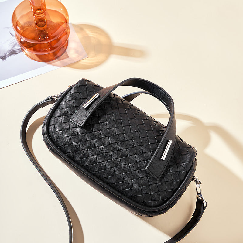 Nine Seven Tote Handbag Women's Genuine Leather Weaving Handmade Clutches Crossbody Bags