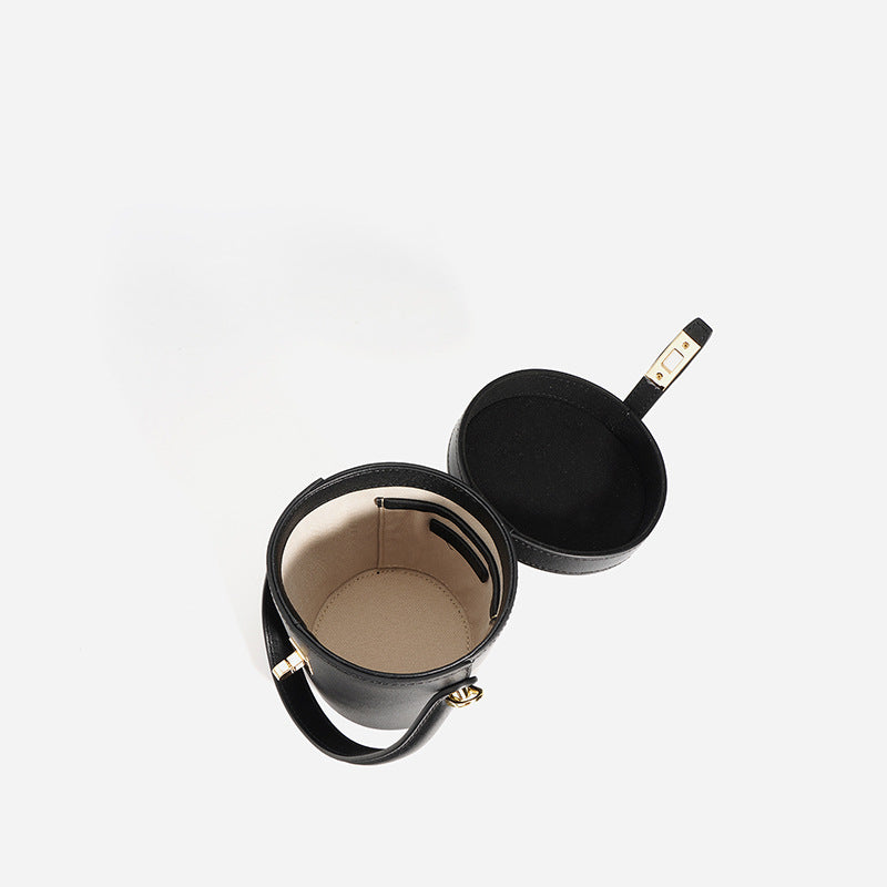 Nine Seven Tote Handbag Genuine Leather Women's Handmade Adjustable Strap Cylinber Crossbody Shoulder Bucket Bags