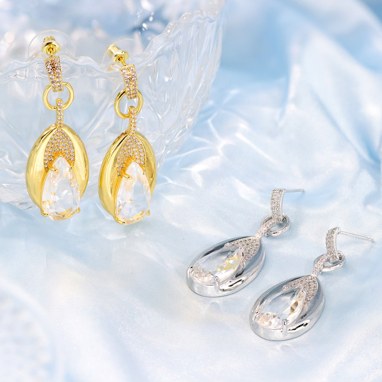 Glitter Crystal Gem Earrings for Women Plated Bright Pendant Earrings Jewelry for Gifts