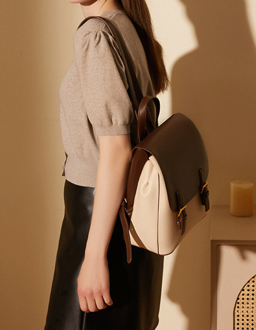 Nine Seven Women's Handmade Genuine Leather Backpack Work School Casual Bag