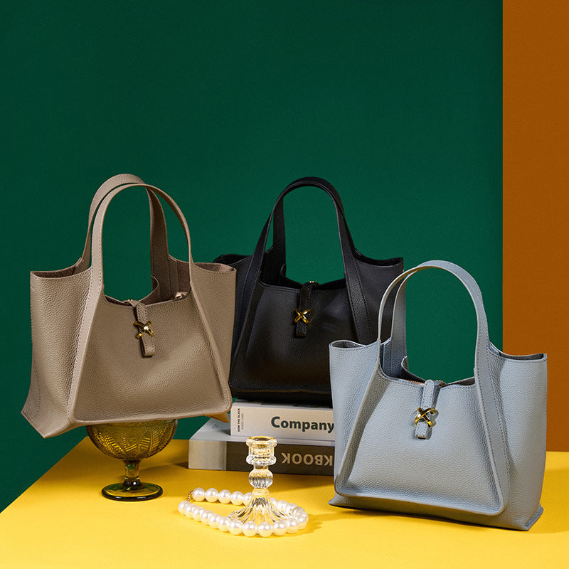 Nine Seven Genuine Leather Handmade Tote Handbag for Women Large Capacity Crossbody Bags with Inside Subbag