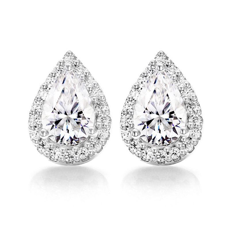 925 Sterling Silver Moissanite Glitter Earrings for Women Drop Water Shapped Earrings Jewelry