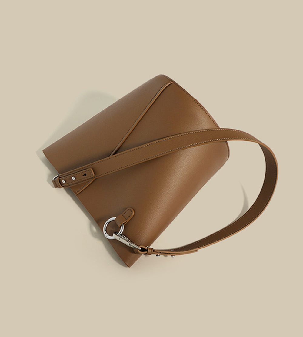 Nine Seven Women's Shoulder Bags Genuine Leather Handmade Designed Adjustable Strap Solid Color Office Shopping Daily  Bag