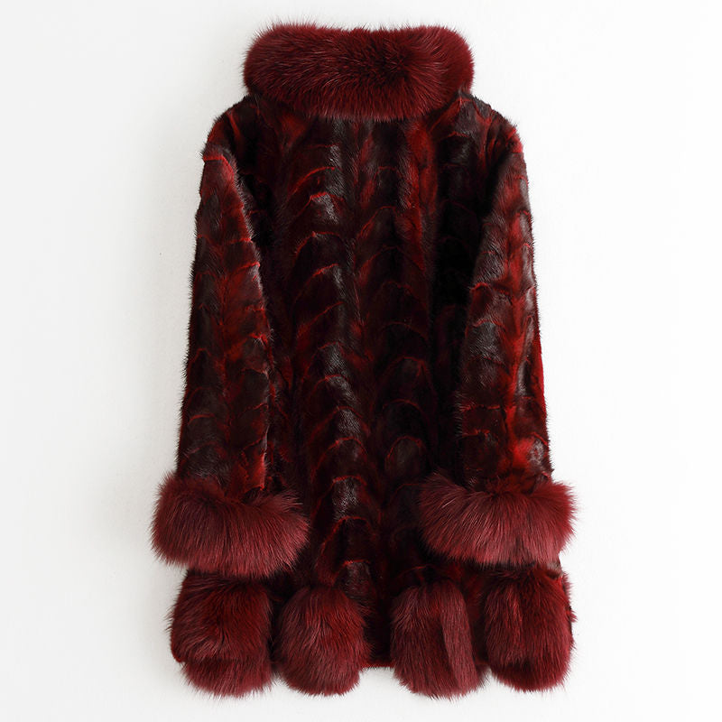 Nine Seven Mink Fur Women's Overcoat Long Coat Customization