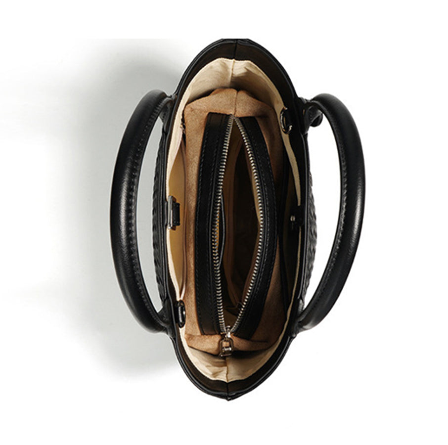 Nine Seven Genuine Leather Women's Weaving Tote Handbag with Subbag Crossbody Shoulder Bag