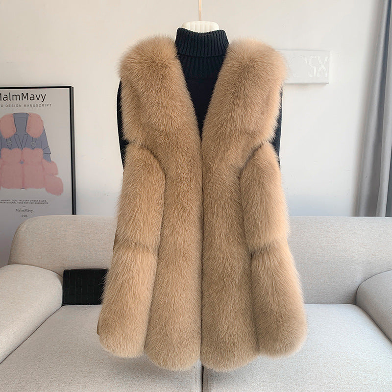 Nine Seven Women's Fox Fur Winter Vest Sleeveless Coat Customization