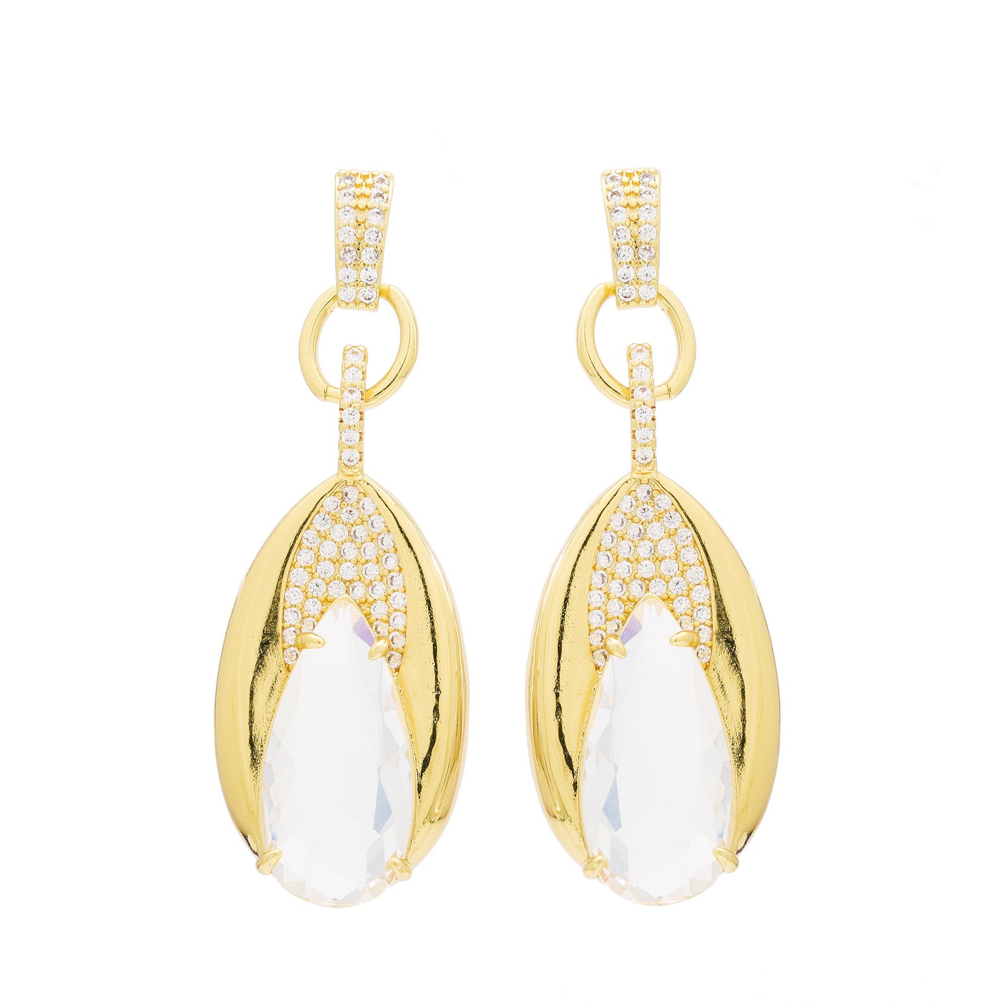 Glitter Crystal Gem Earrings for Women Plated Bright Pendant Earrings Jewelry for Gifts